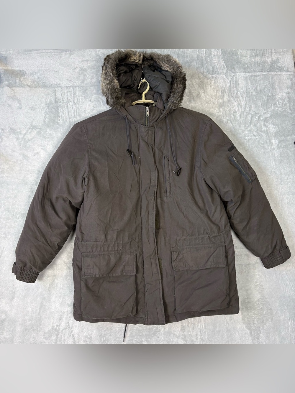 Lauren Ralph Lauren Jacket Mens Medium Hooded Down Parka Coat Faux Fur Winter